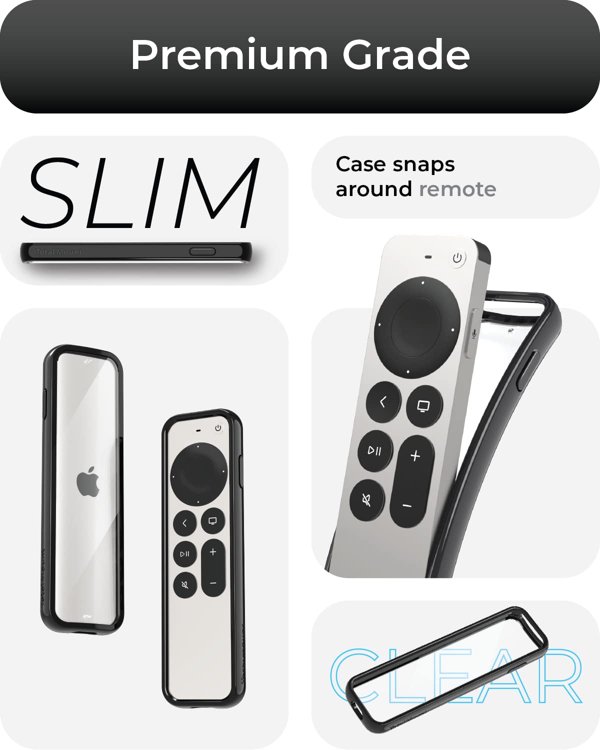 TotalMount Air Rim Case back view highlights clear back showcasing remote housing.