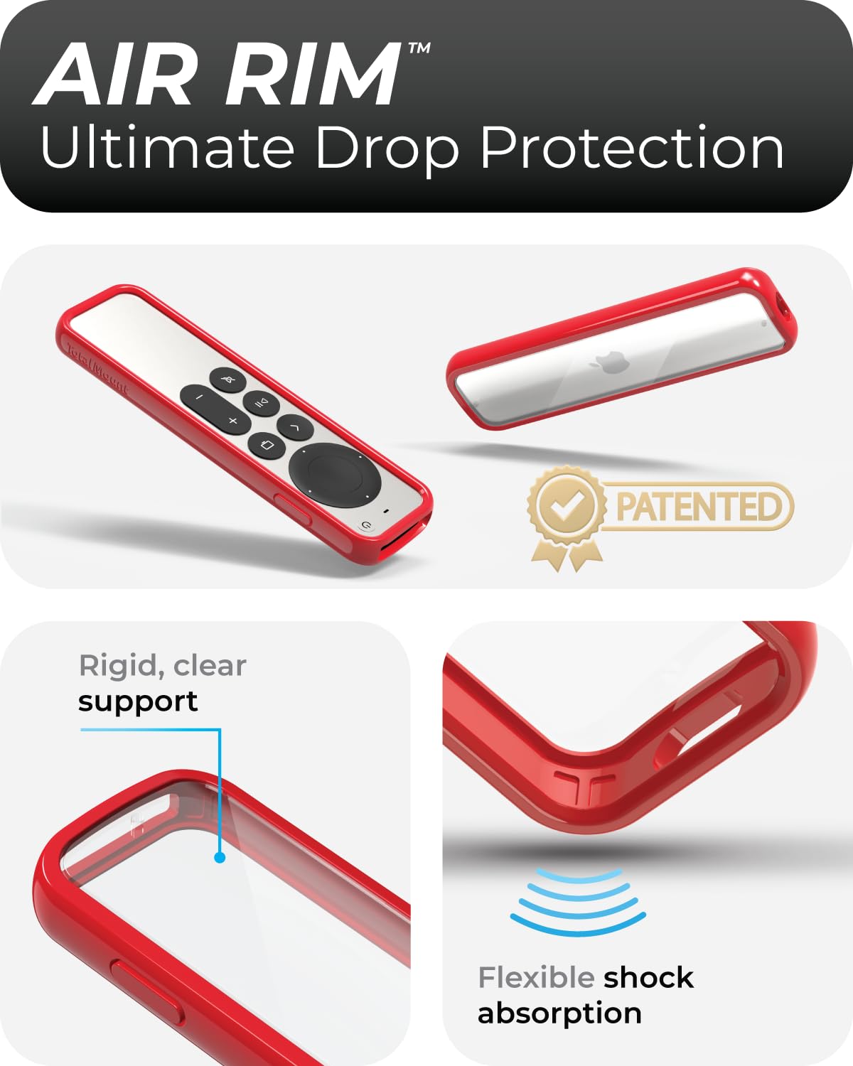 TotalMount Air Rim Case with clear back to reveal the remote while guarding it.