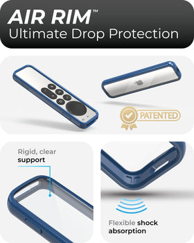 TotalMount Air Rim Case on remote shows slim hybrid design and clear back.