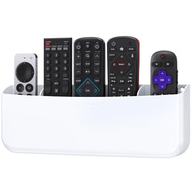TotalMount Hole Free Remote Holder front view in a sleek white finish