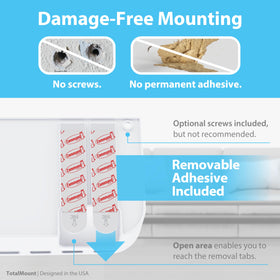 TotalMount holder fits five to six remotes for clutter relief