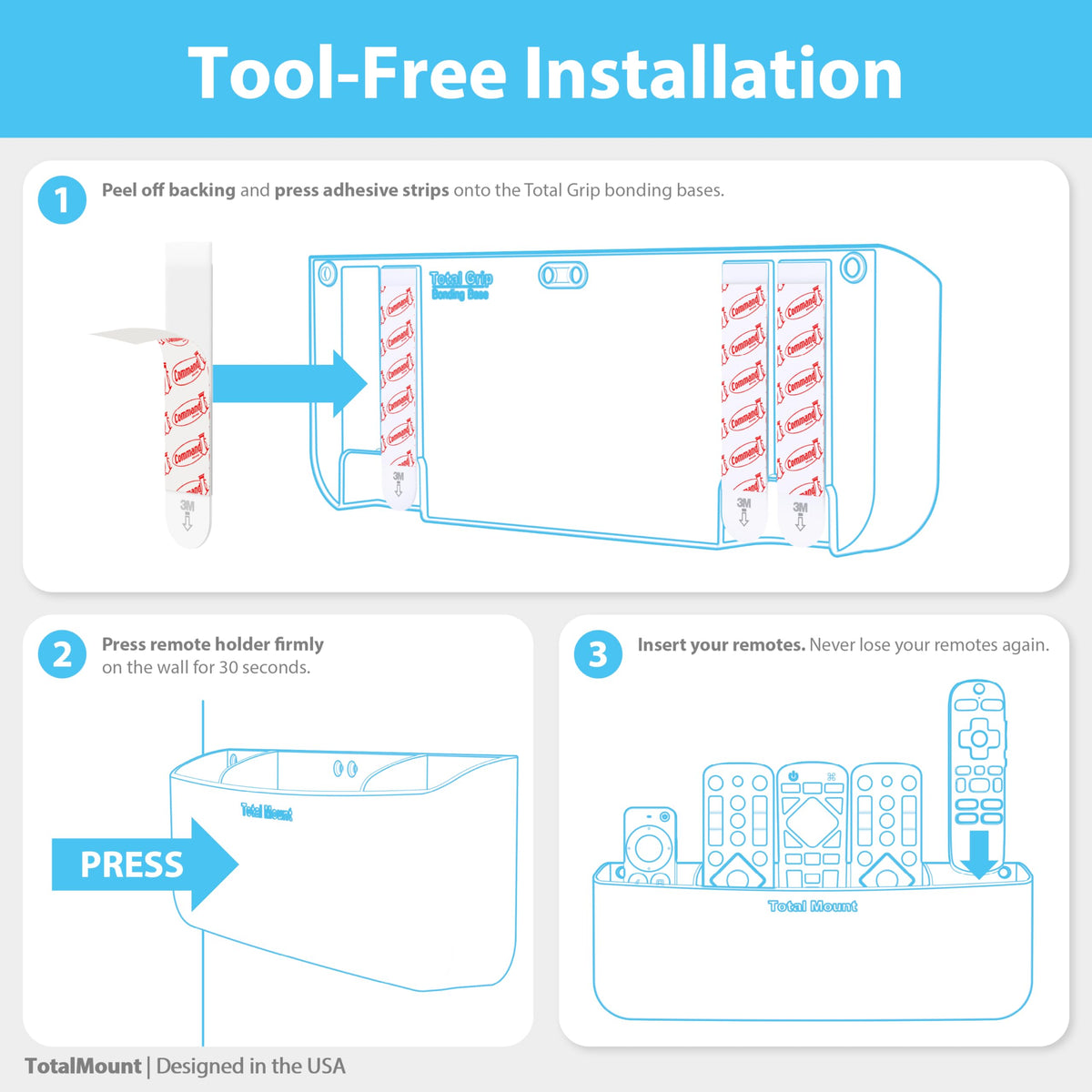 TotalMount tool free installation without drilling