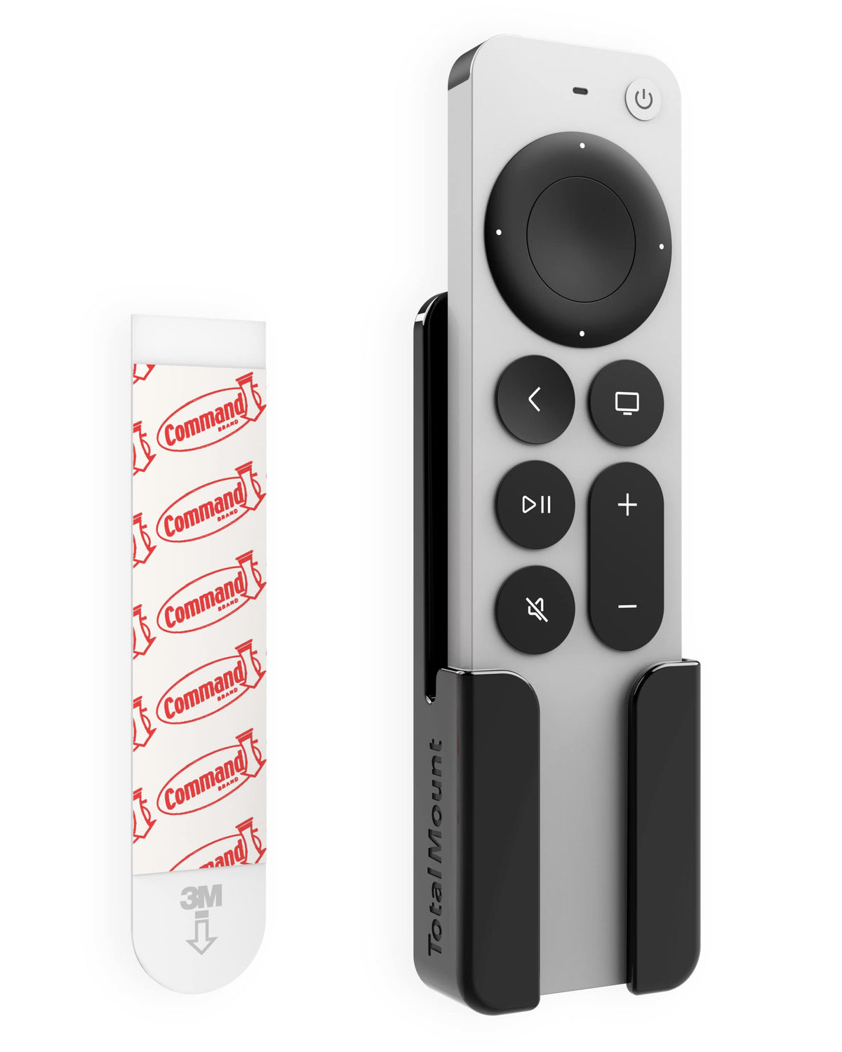 TotalMount front view of Apple TV remote holder showing clean modern profile and secure fit