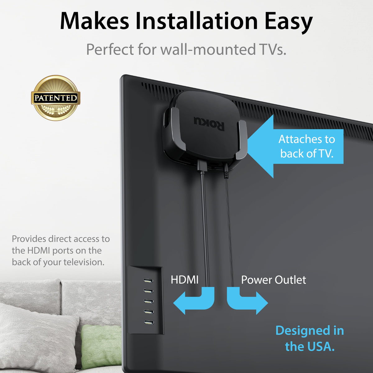 TotalMount Roku Ultra ventilation channels improve airflow to prevent heat buildup.