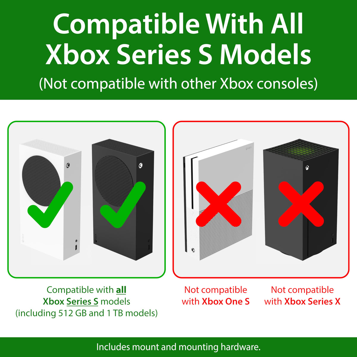 TotalMount Xbox Series S wall mount drill-free level highlights precise, screwdriver installation.