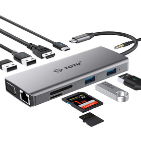 TOTU hub front view showing all port layout and compact design for flexible connectivity