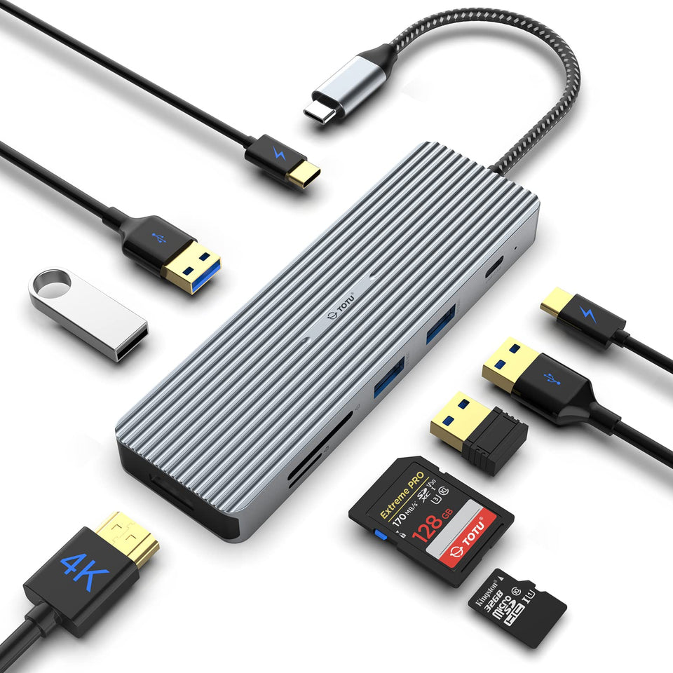 TOTU USB-C hub 9-in-1 dock, compact setup for on-the-go productivity