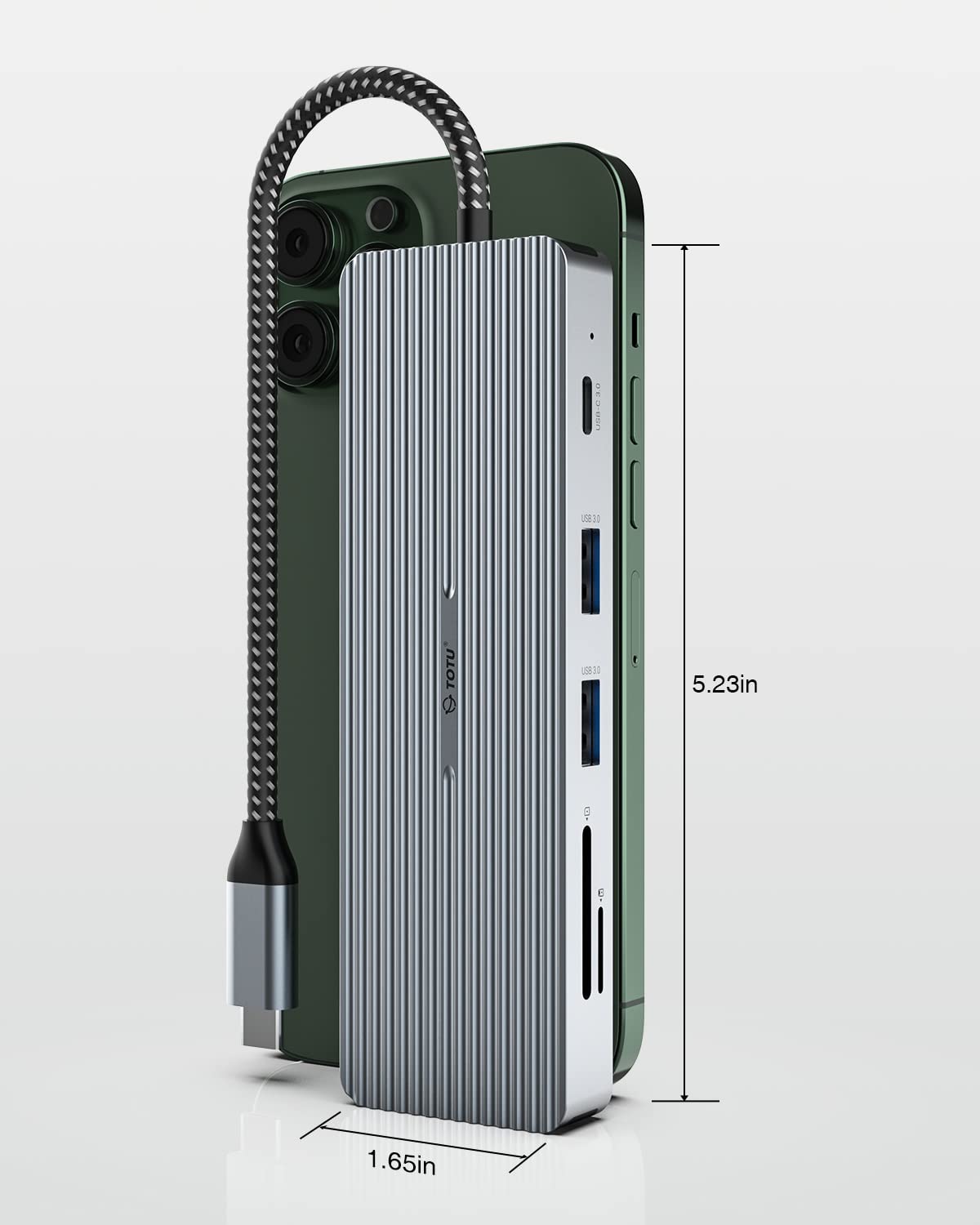 TOTU USB-C hub travel-friendly design fits in a bag