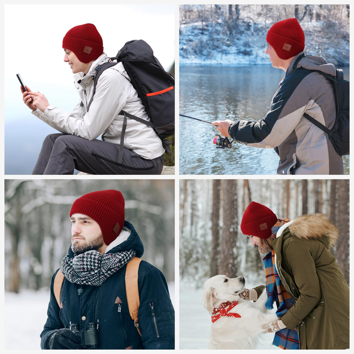 TOUCH TWO cozy knit keeps ears warm during winter activities.