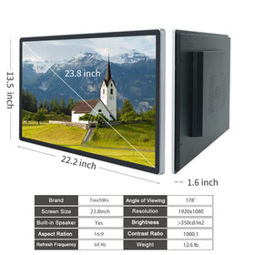 TouchWo 23.8-inch kiosk-ready monitor suitable for POS and restaurant menus.