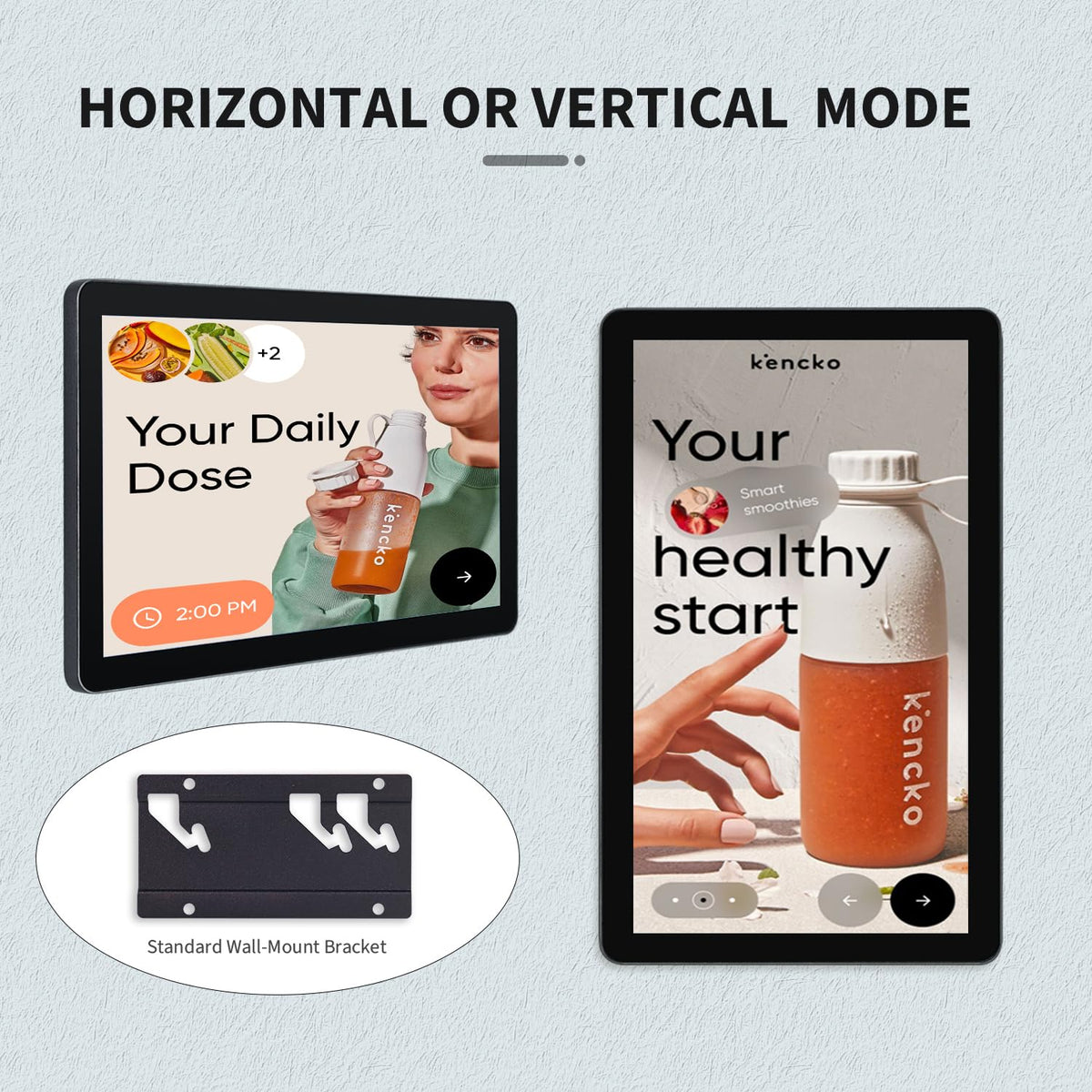 TouchWo 23.8-inch wall-mount ready with 100x100 VESA for flexible mounting.