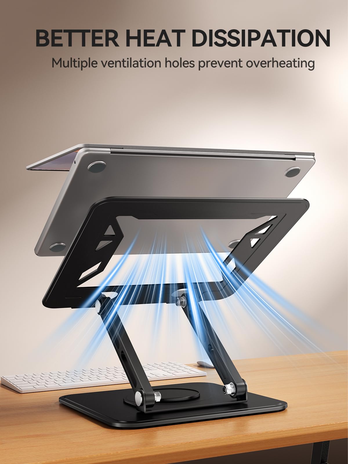 tounee lifestyle home office setup showing raised laptop for better posture benefit comfort