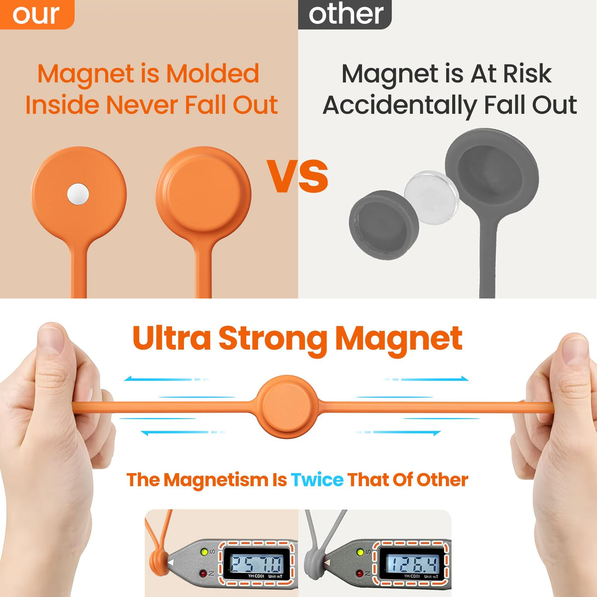 Tounee long magnetic silicone ties bundle bulky cables neatly.