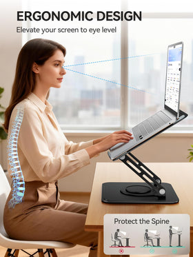 tounee rotating base closeup highlighting 360-degree swivel for effortless screen sharing benefit