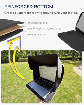 TOVICE in use on beach showing protection from sand and bright sun for outdoor work