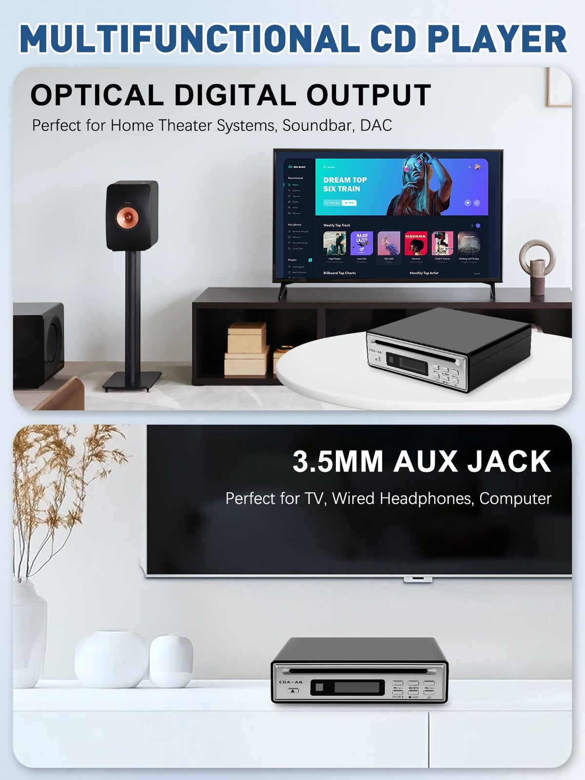 Tovlroy hi-fi CD player LED display clearly shows ripping progress and track numbers