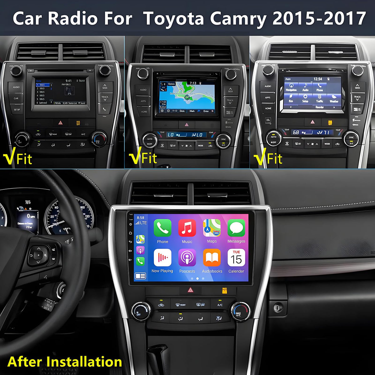 TOWILLTO dashboard installation image shows plug-and-play compatibility with minimal wiring