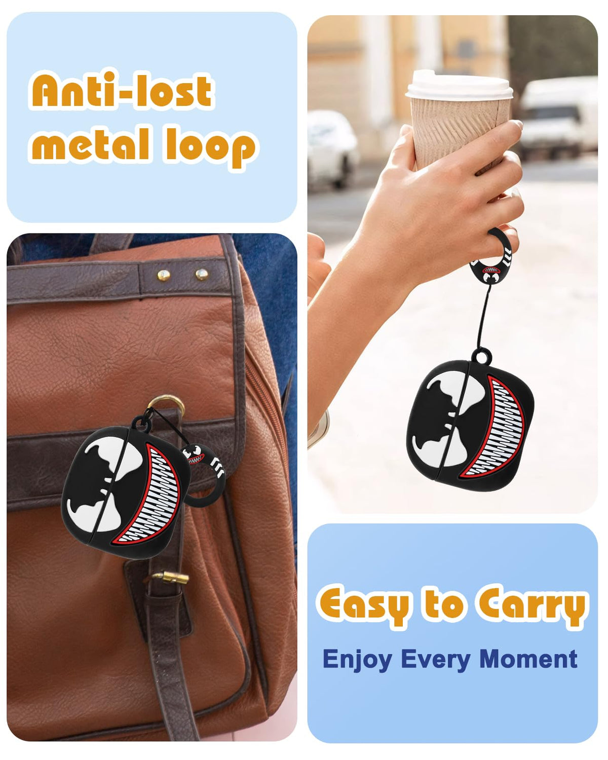 Toyuma AirPods 4 case with carabiner for secure attachment.