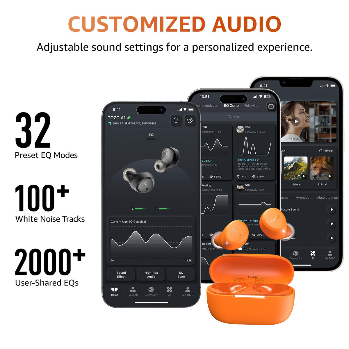 TOZO A1 AI ENC for clearer calls in noisy environments.