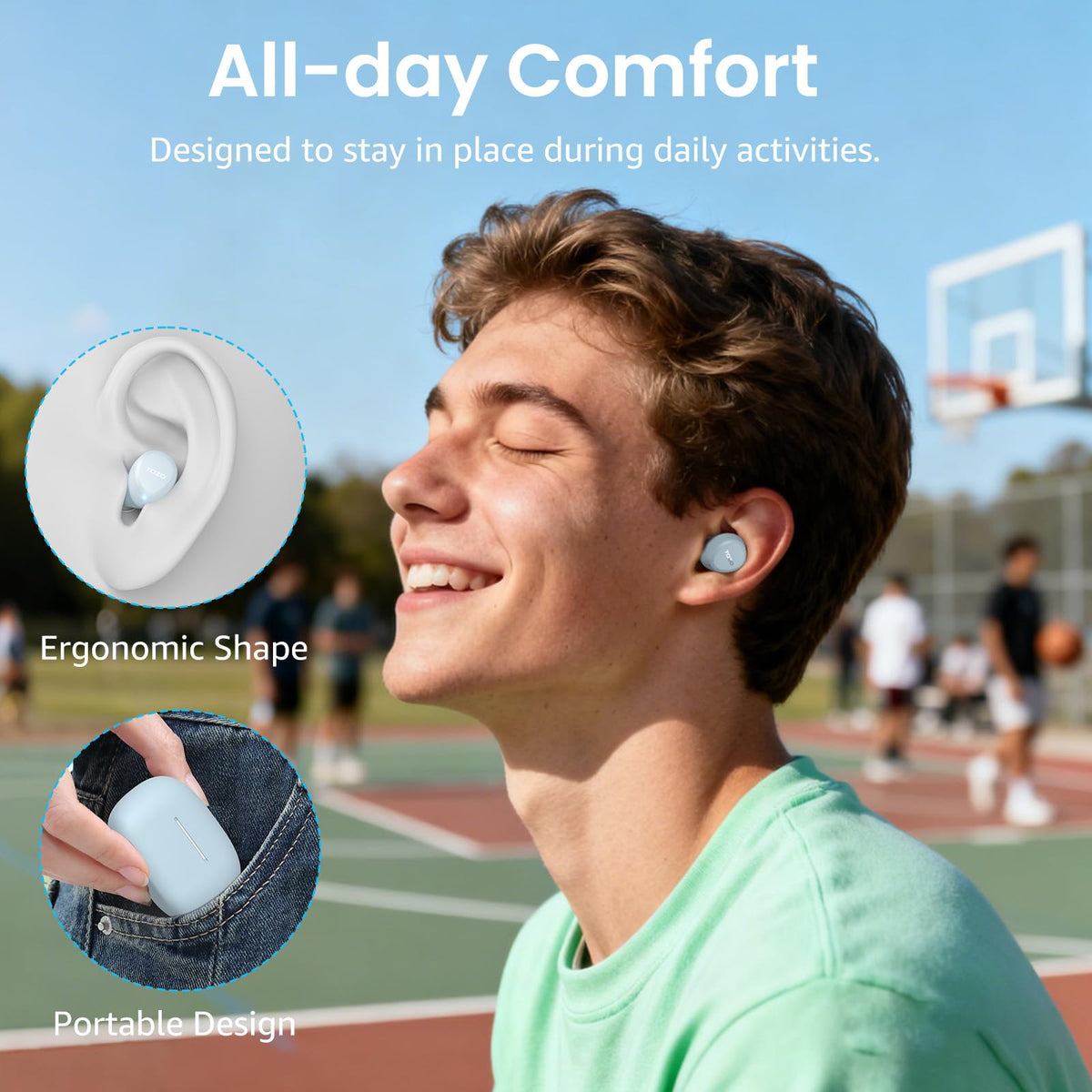 TOZO A1 charging case showing portable power on the go.