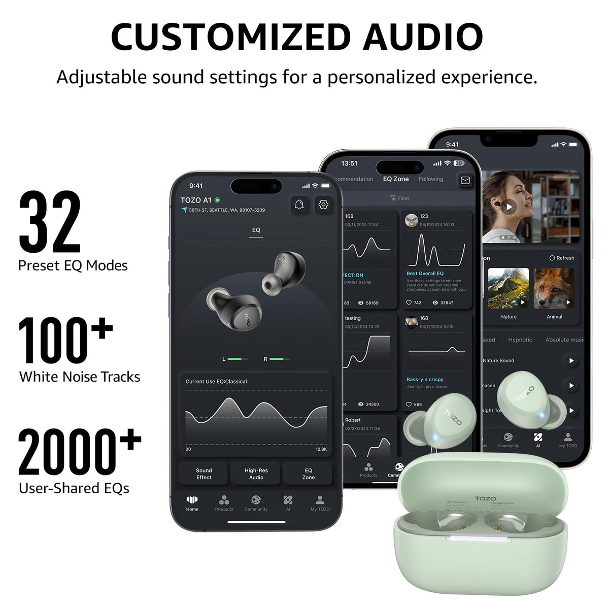 TOZO A1 delivers deep bass with clear vocals for everyday listening.
