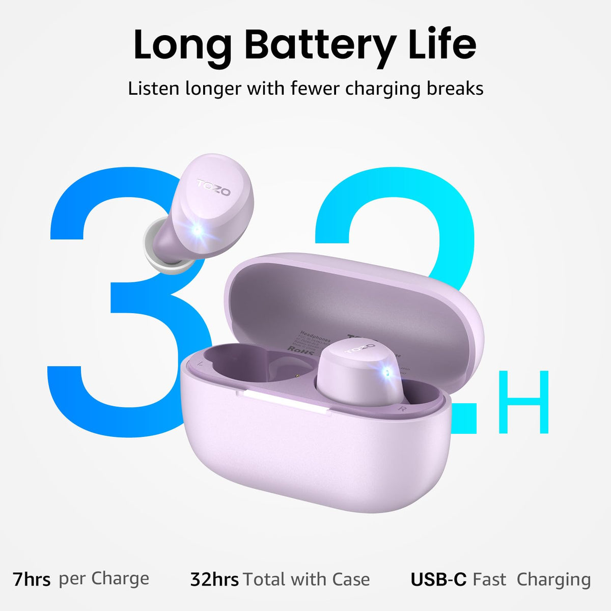 TOZO A1 earbuds deliver deep bass with clear vocals for everyday listening.