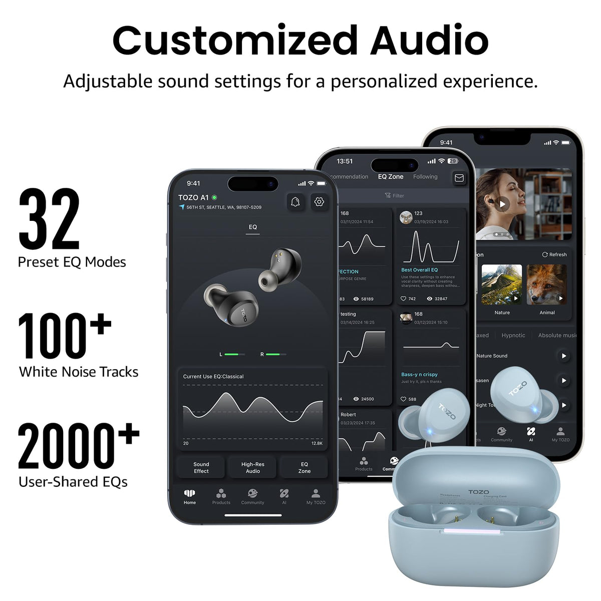TOZO A1 one-step pairing and touch controls for easy use.