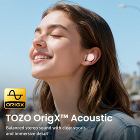 TOZO A1 small-ear fit showing secure, comfortable wear.