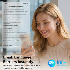 TOZO Crystal Pods charging case with battery icons showing long 70-hour runtime benefit