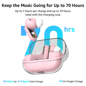 TOZO Crystal Pods charging case detail highlighting transparent finish and convenient charging