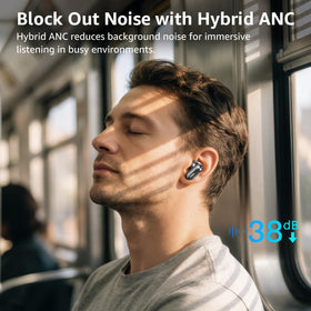 TOZO Crystal Pods earbud close-up highlighting 10mm driver detail and premium sound