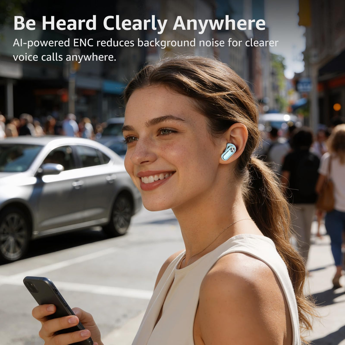 TOZO Crystal Pods accessories laid out with ear tips and cable, displays included extras