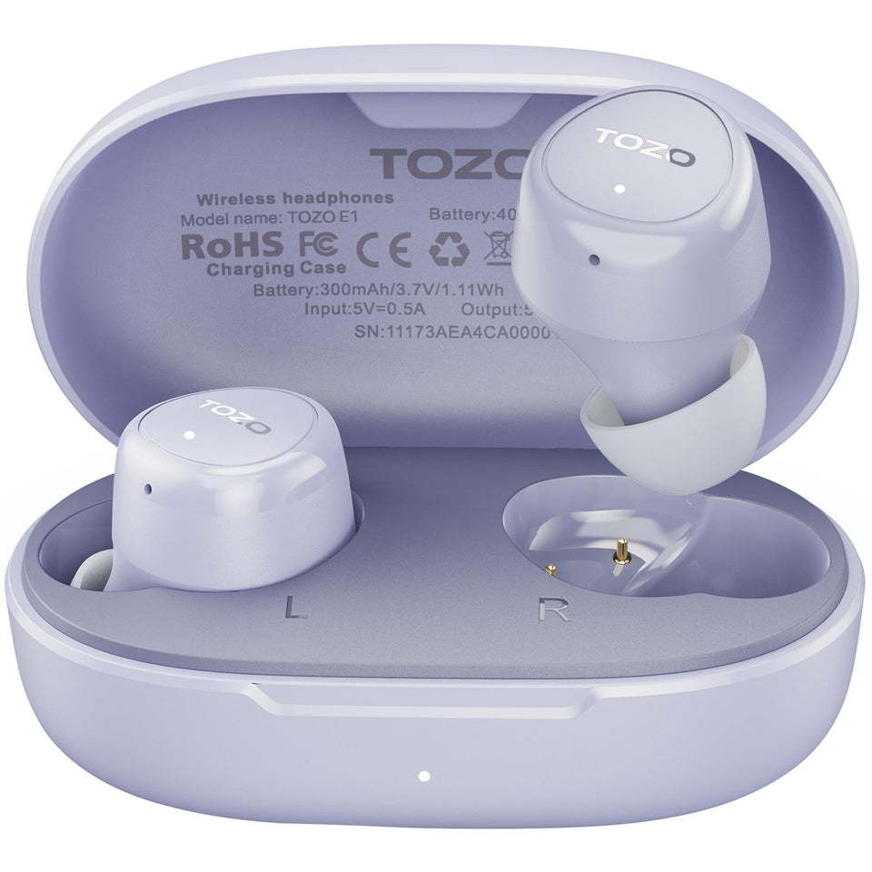 TOZO E1 with 6mm driver for immersive sound and clear calls.