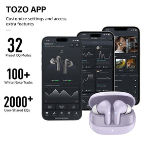 TOZO E2 Bluetooth 5.3 with low-latency mode for synced audio and video.