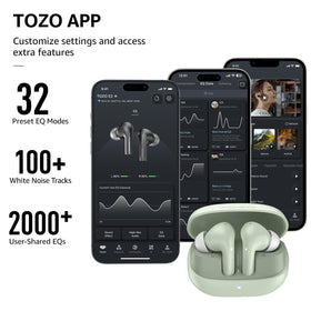 TOZO E2 dual mics with ENC for clearer calls in busy settings.