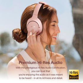 TOZO earcup close-up with soft protein leather providing long-wear comfort