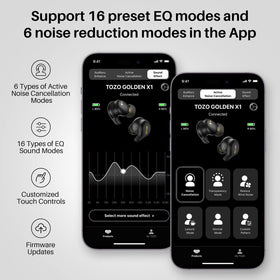 TOZO Golden X1 active and environment noise cancellation reduces ambient noise.