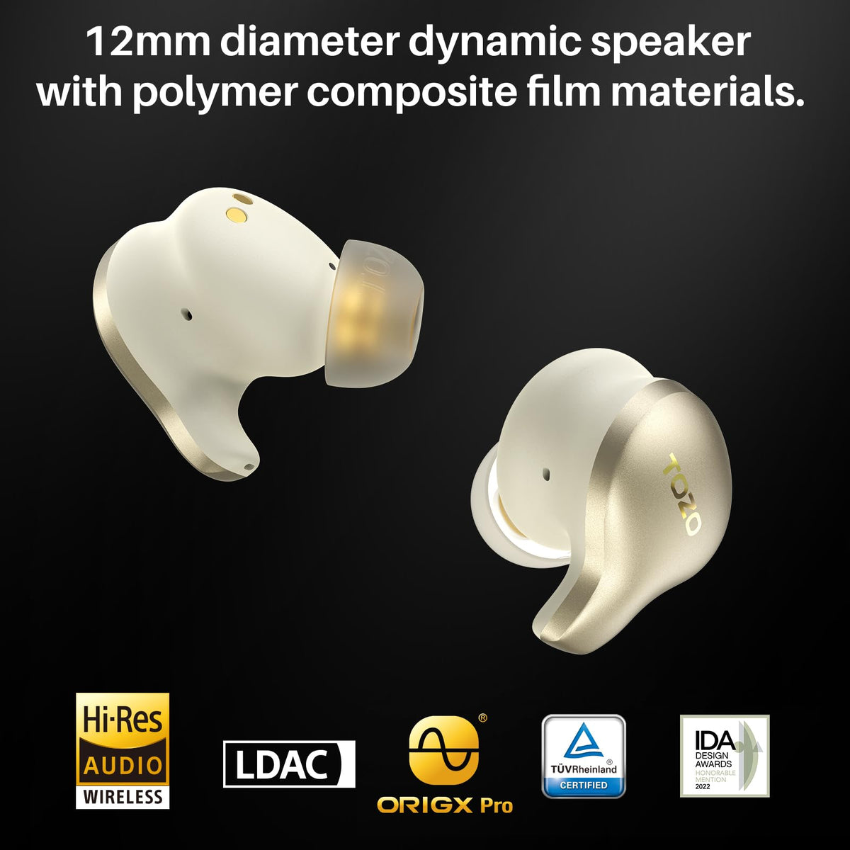 TOZO Golden X1 case open on table