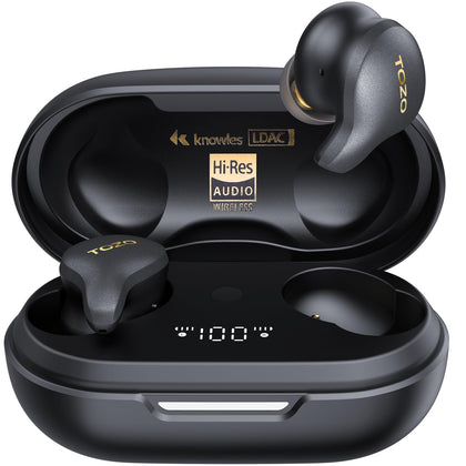 TOZO Golden X1 earbuds in compact design for all-day comfort and precise sound.