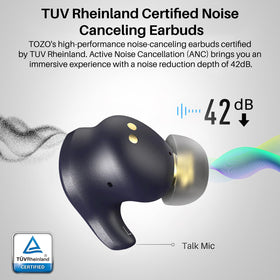 TOZO Golden X1 earbuds side profile.