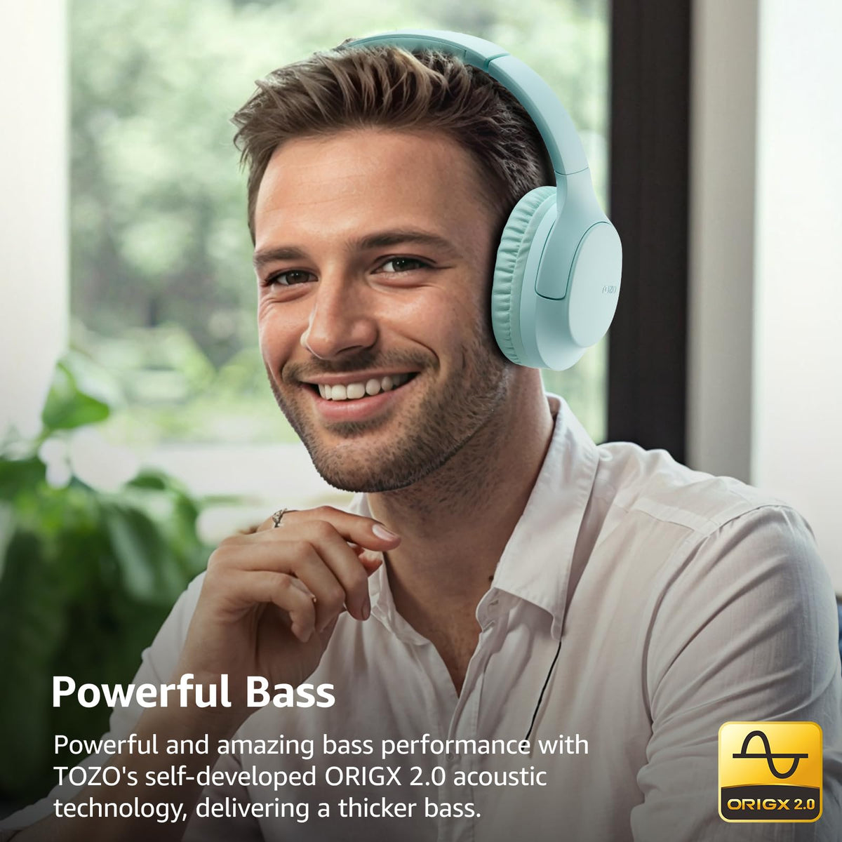 TOZO HA1 close-up of breathable earcup padding for long-wear comfort