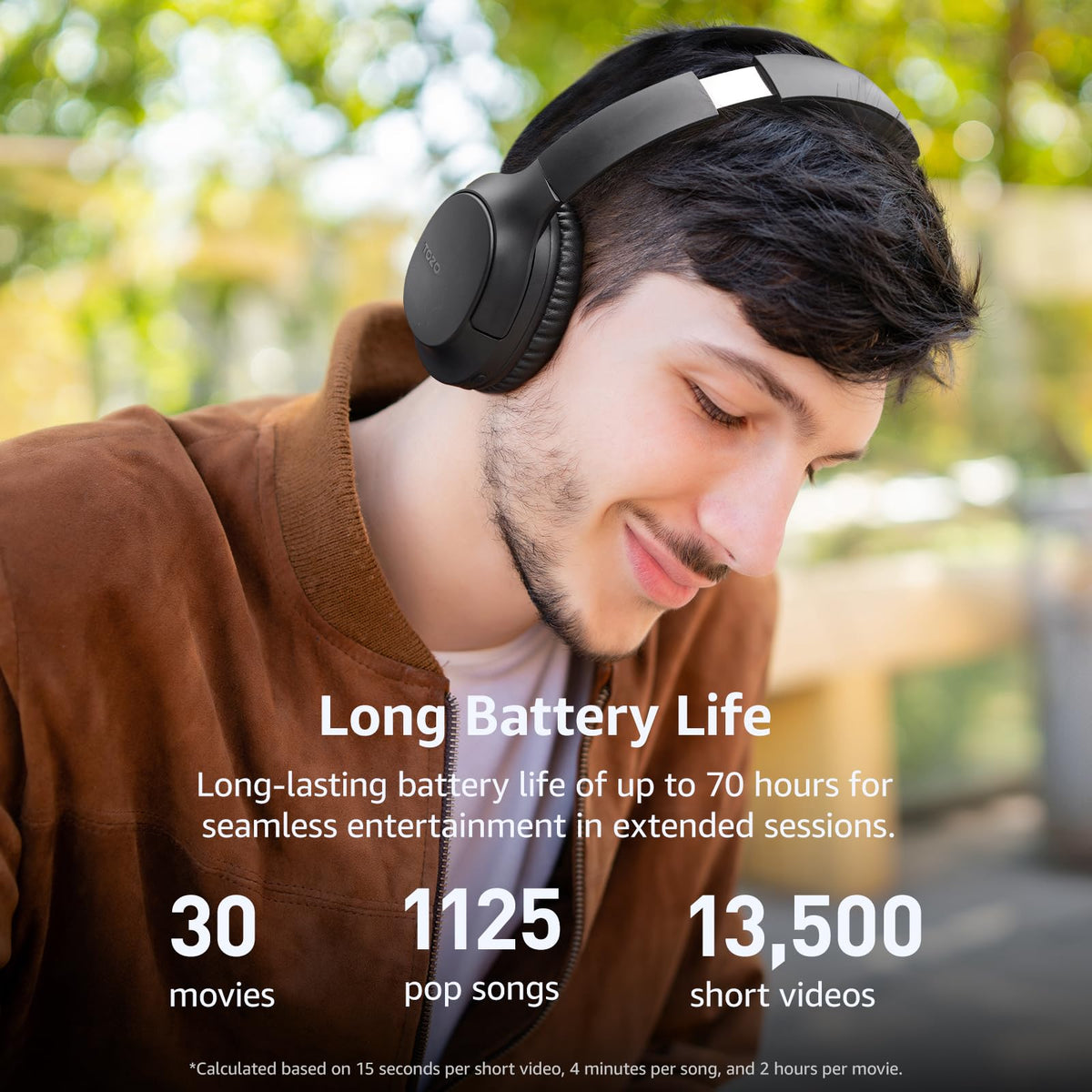 TOZO HA1 adjustable headband detail showing fit customization benefit