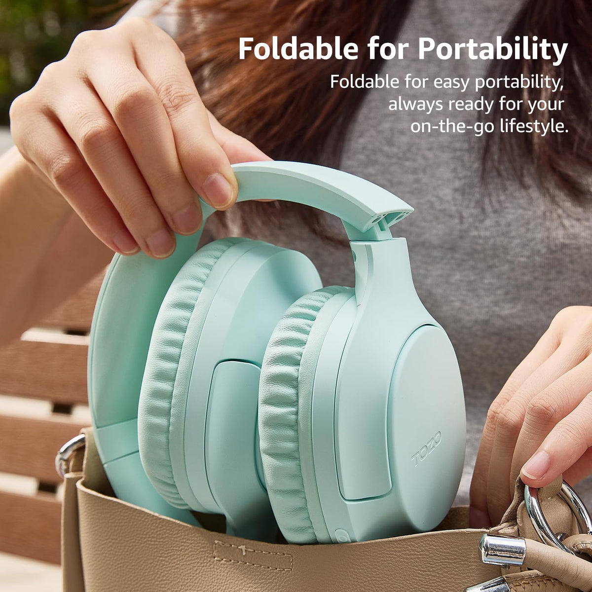TOZO HA1 inside a backpack illustrating portable travel-ready design