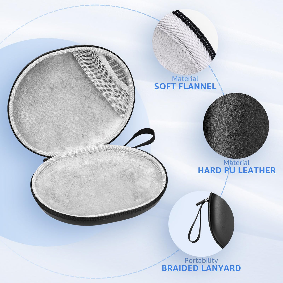 TOZO interior with adjustable compartments keeps headphones and cables organized