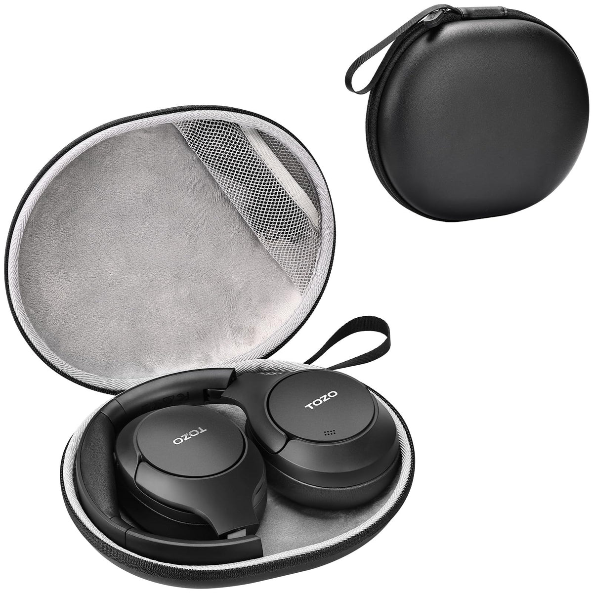 TOZO headphone case exterior in matte black protects Q20 and HT series on the go