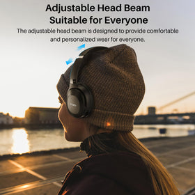 TOZO HT1 app EQ screen on phone showing customizable sound benefit