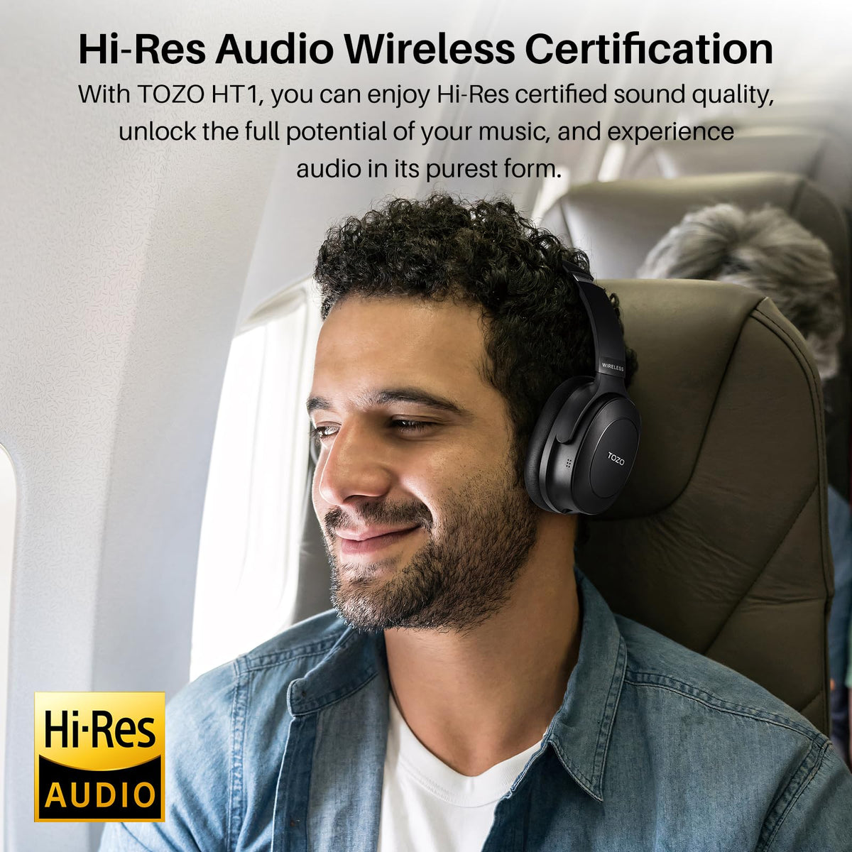 TOZO HT1 inner cup detail revealing 40mm driver for hi-res audio benefit