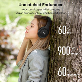 TOZO HT2 wired 3.5mm cable connected for uninterrupted playback when battery low