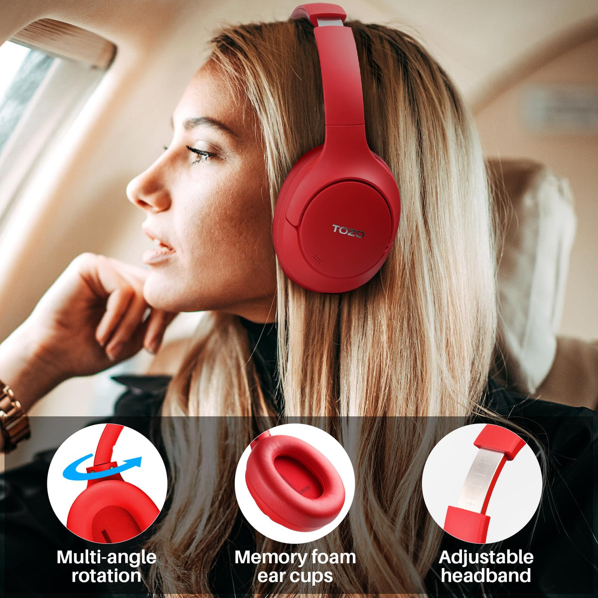 TOZO HT2 40mm driver detail showcasing Hi-Res audio capability