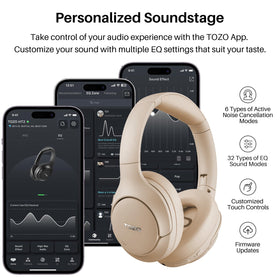 TOZO HT2 side with buttons and ports visible, showing easy control and connectivity